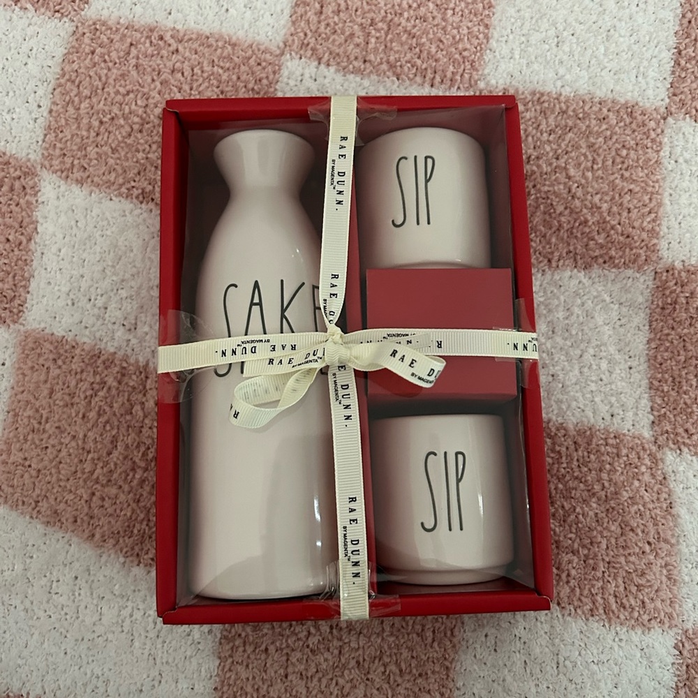 Rae Dunn Sake Pitcher and Cups Set Kitchen New in Box Wine Drink with Friends